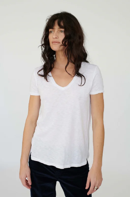Trendy Threads Supima Slub Jersey V Neck T Shirt - White