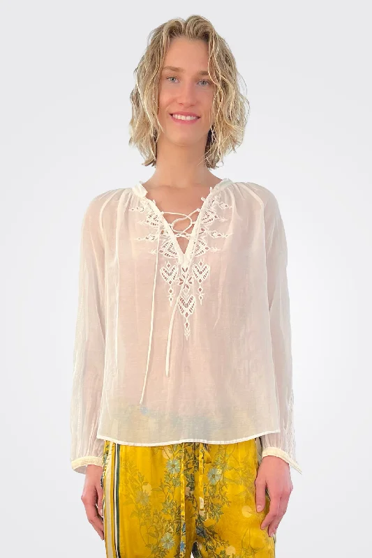 Additional Time-Limited Offers Brigitte Eyelet Peasant Top - Antique White
