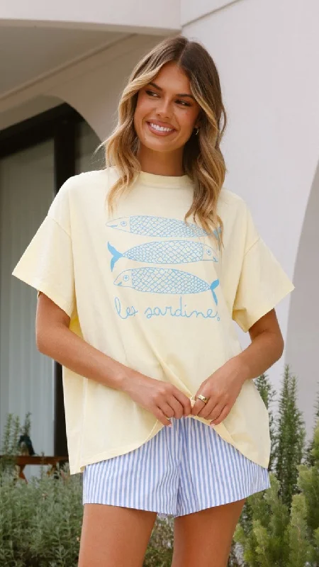 Modern Fashion Sale Le Sardines Top and Shorts Set - Yellow/Blue