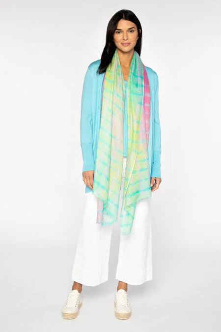 Exclusive Sale Kinross Cashmere Blurred Lines Print Scarf