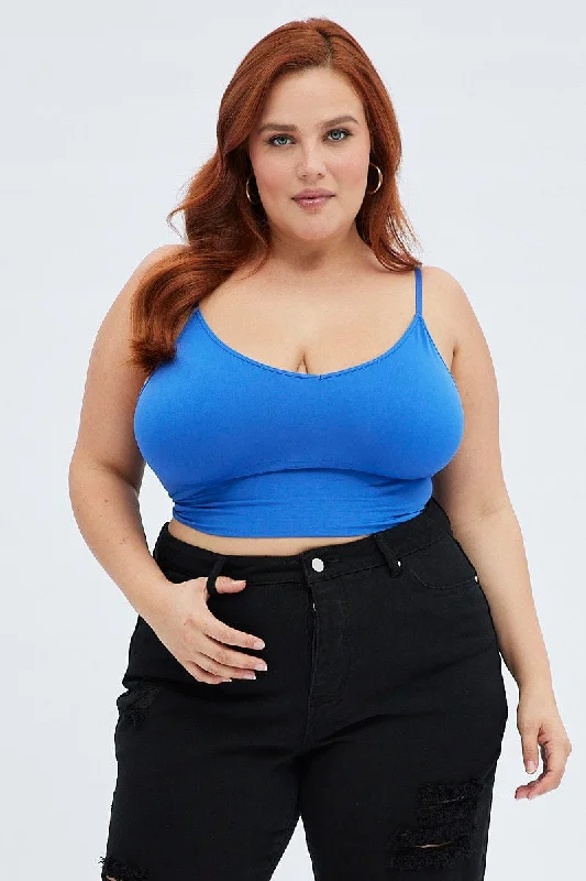 Casual Chic Blue Seamless Bralette