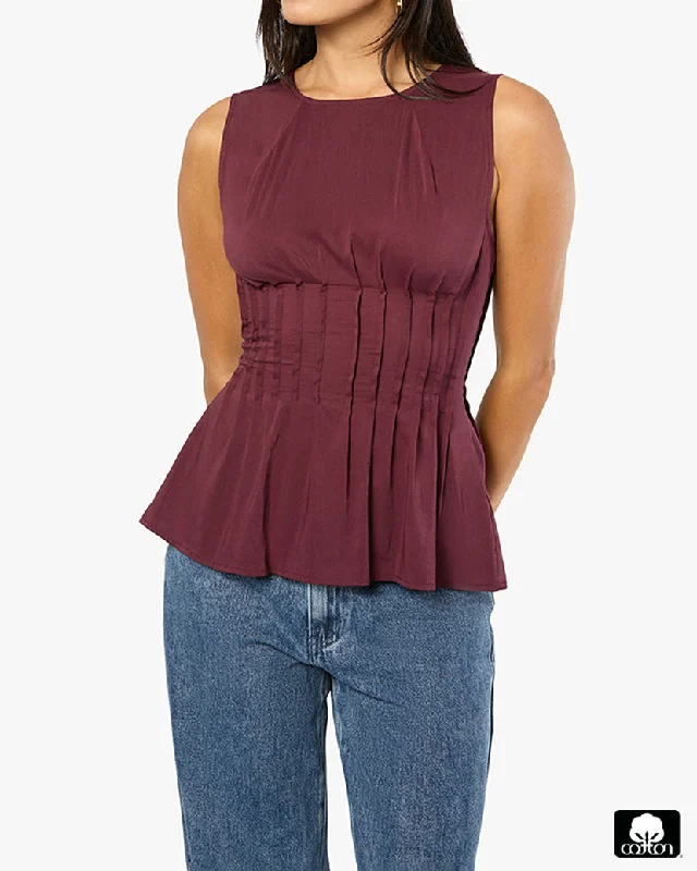 Contemporary Casual Deals Pleated Peplum Top