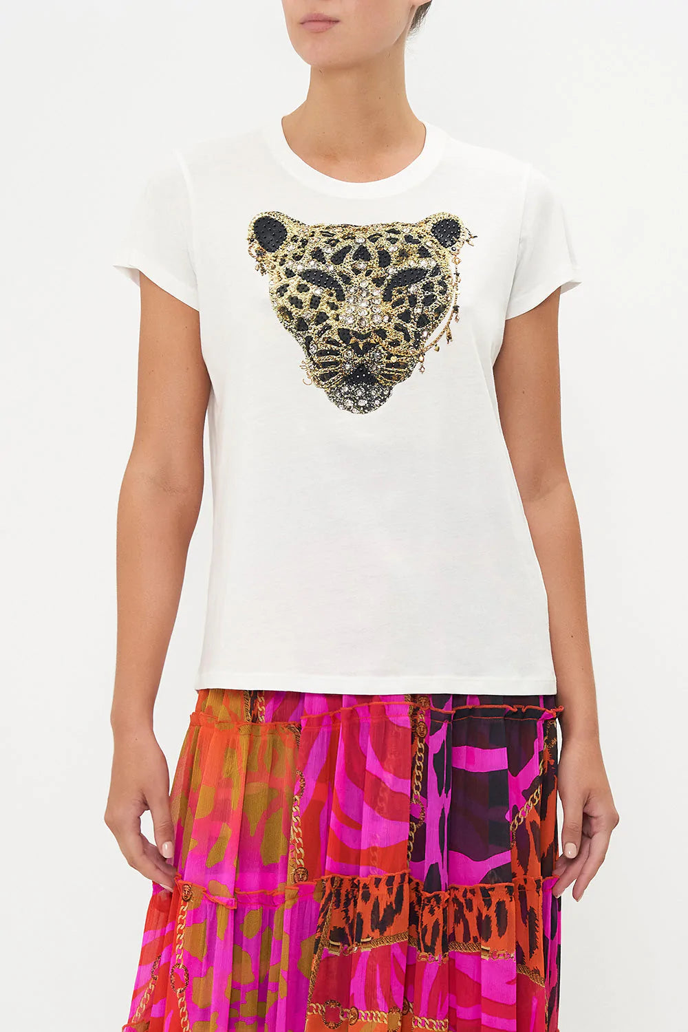 Stupidly Low Prices Slim Fit Round Neck T Shirt - Always Change Your Spots White