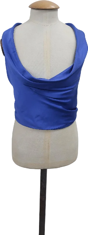 Find Your Unique Flair ZARA Blue Satin Hankerchief Top UK XS