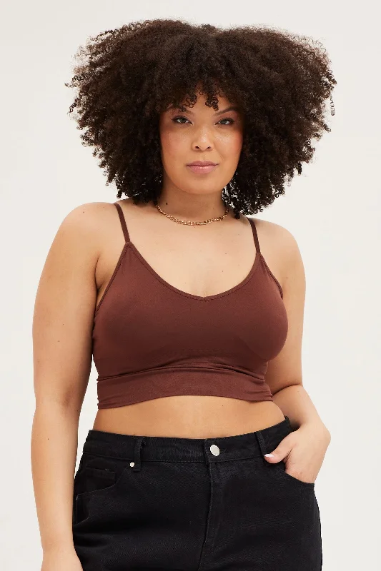 Hot Deals Brown Seamless Bralette