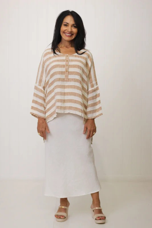 Casual Yet Chic Sales Greta Buttoned Top Stripe