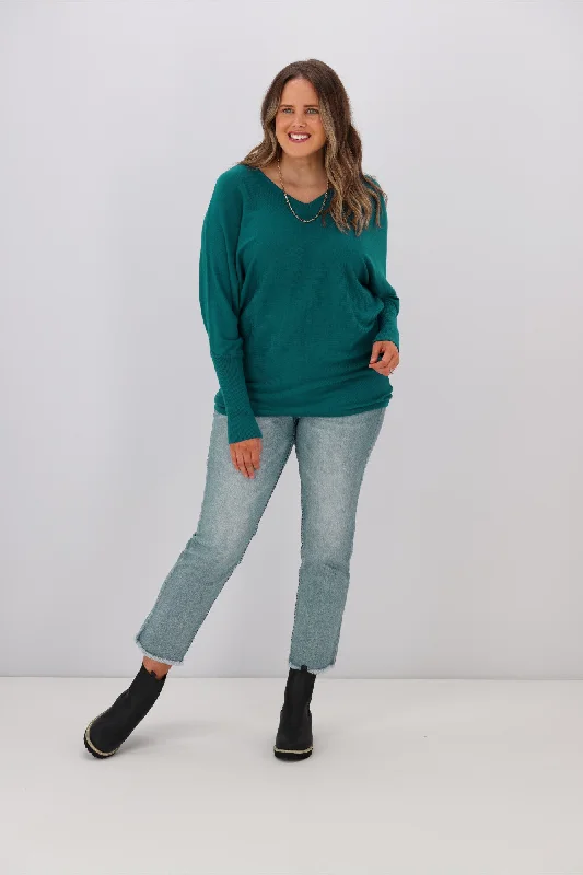 Forward Trendsetter Alpine by Shine On Gigi Merino Batwing Top Teal
