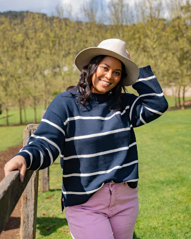 Style Upgrade Elm Iris Stripe Knit Navy/ Winter White Stripe
