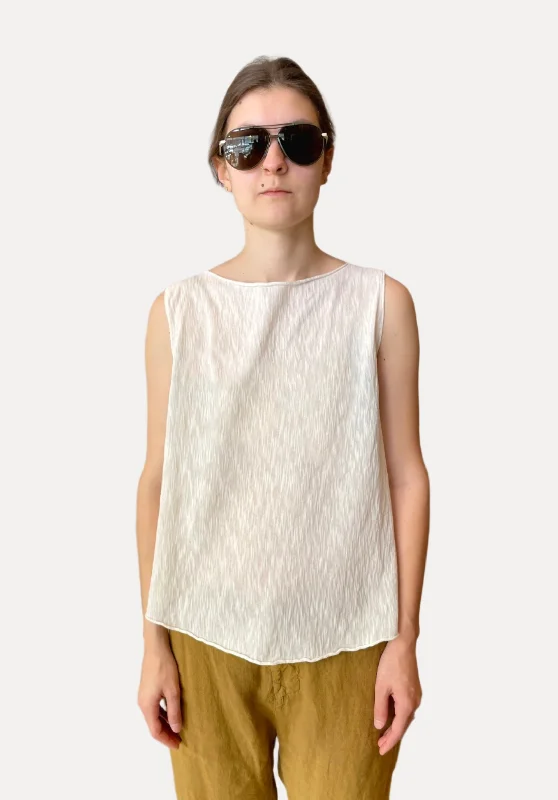 Get The Latest Trends Shot Cotton Knitted Top - Ivory