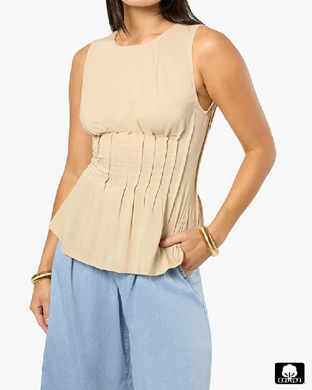 Classic Modern Offers Pleated Peplum Top