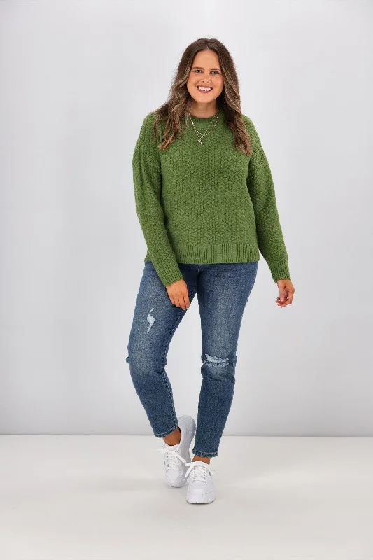 Additional Time-Limited Offers Shine On Label Winnie Moss Stitch Jumper Green
