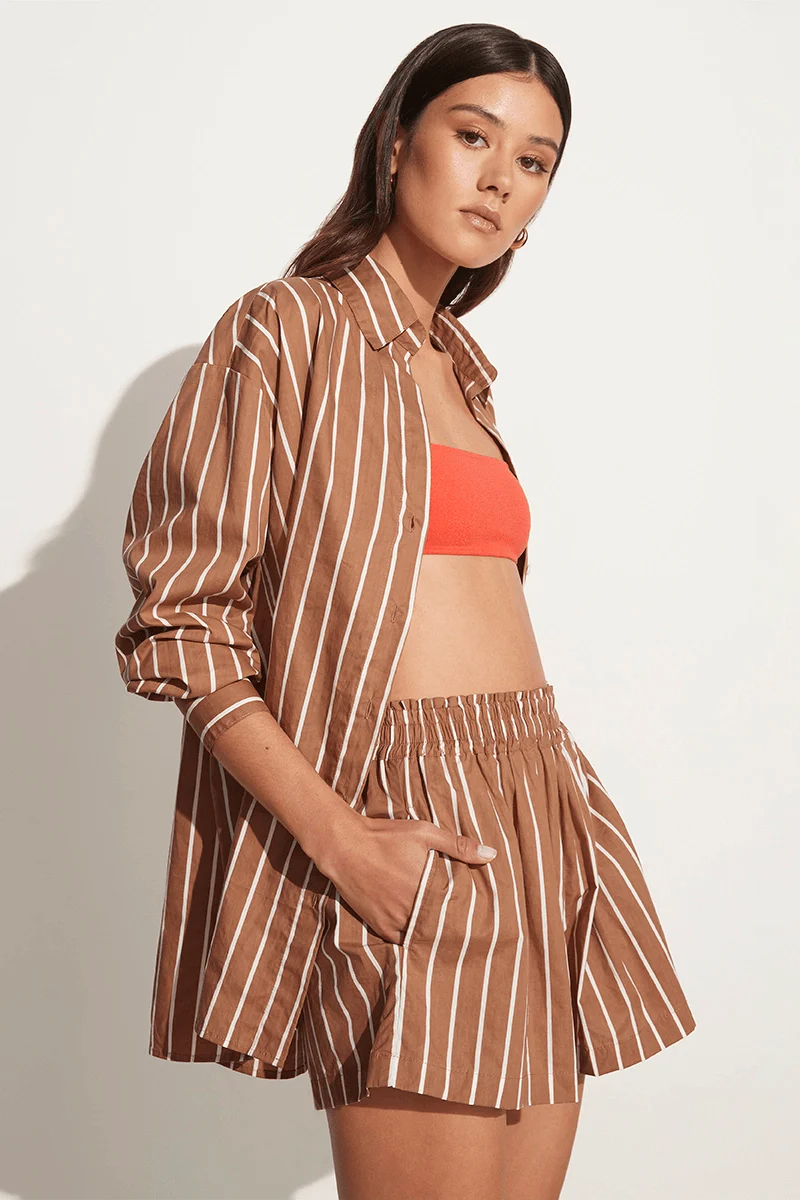 Polished Style Deals Daija Shirt Adia Stripe Print - Hazelnut