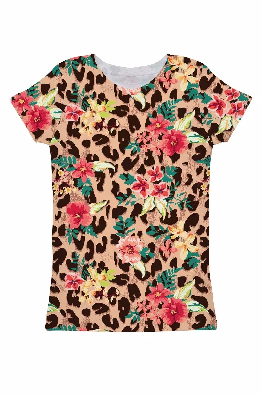 Flex Your Budget With Premium Yoga Clothing Deals Wild & Free Zoe Floral Leopard Print Designer Tee - Women Flex Your Budget With Premium Yoga Clothing Deals Wild & Free Zoe Floral Leopard Print Designer Tee - Women