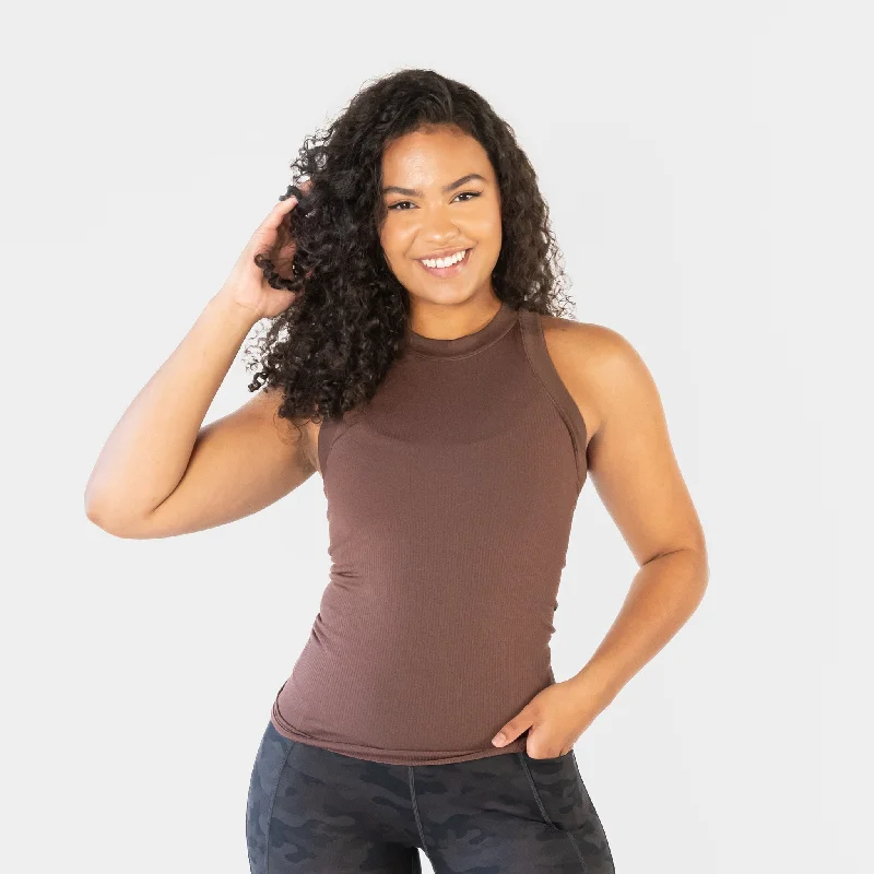 Elevate Your Practice With Affordable Yoga Wear Bella Ribbed Tank - Fossil