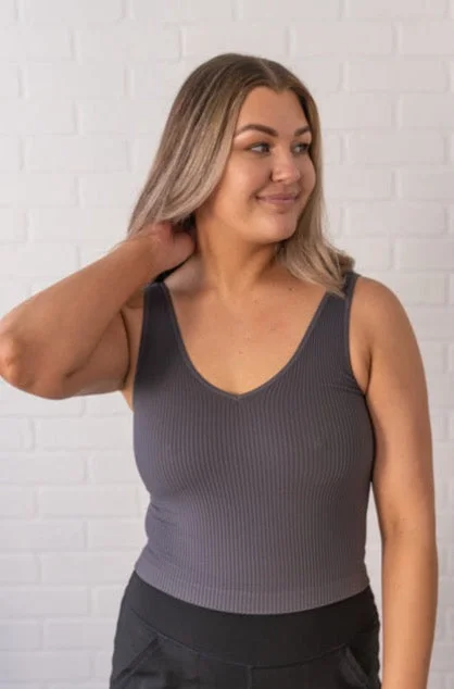 Soft, Supportive Yoga Wear At Unbeatable Savings Brami V-Neck Crop - Charcoal