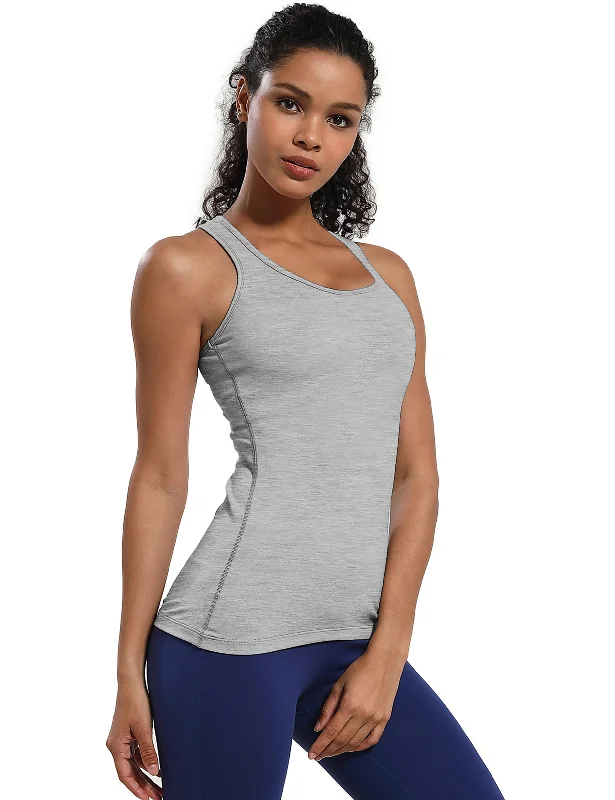 Stretch In Style With Budget-Friendly Yoga Wear Racerback Athletic Tank Tops heathergray Stretch In Style With Budget-Friendly Yoga Wear Racerback Athletic Tank Tops heathergray