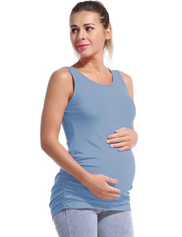 Limited-Stock Sale On Yoga Tops And Leggings Maternity Side Shirred Tank Top electricblue Limited-Stock Sale On Yoga Tops And Leggings Maternity Side Shirred Tank Top electricblue