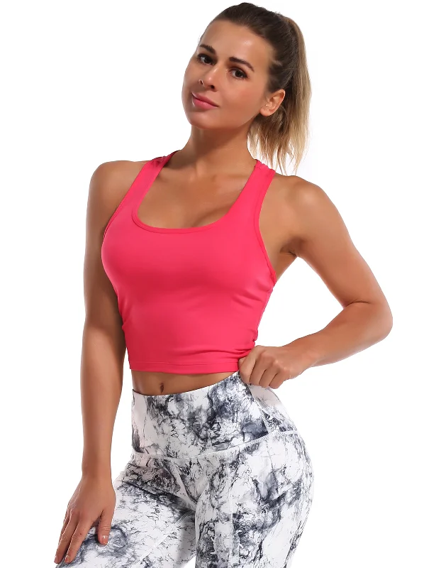 Don't Miss Out On Premium Yoga Wear Deals Racerback Athletic Crop Tank Tops red