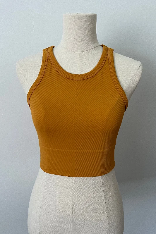 Premium Yoga Wear At Special Discounts Chevron High Neck Crop - Golden