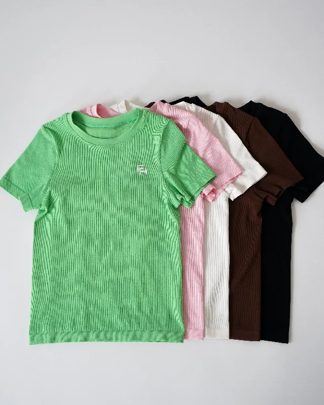 Flex Your Budget With Premium Yoga Clothing Deals Ribbed Seamless T-Shirt- 5 Pack