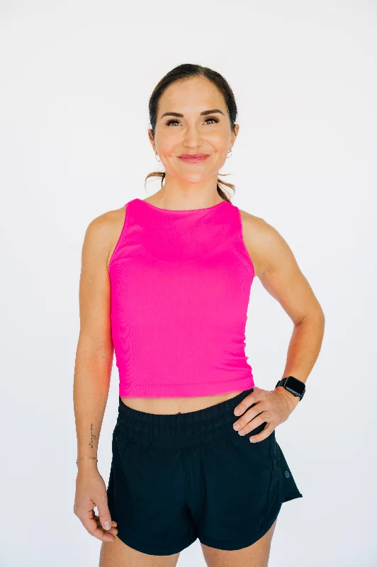 Limited-Time Sale On Stylish Yoga Apparel Cropped Ribbed High Neck - Neon Fuchsia *RESTOCKED* Limited-Time Sale On Stylish Yoga Apparel Cropped Ribbed High Neck - Neon Fuchsia *RESTOCKED*
