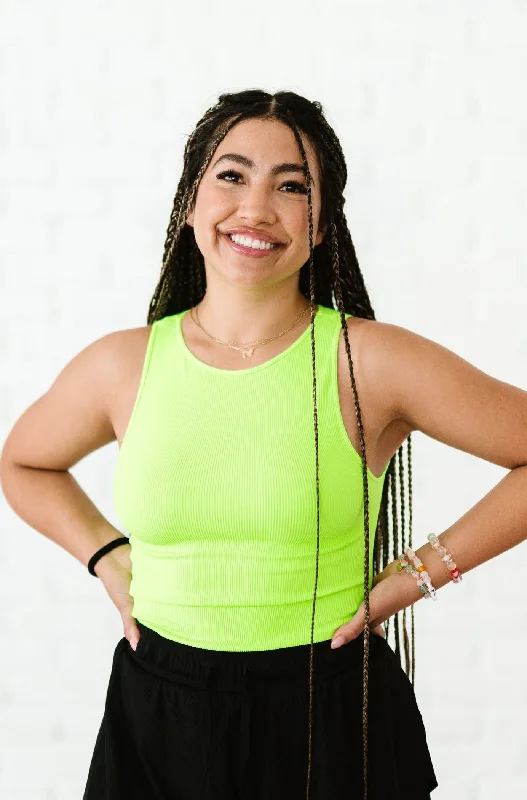 Move With Confidence In Discounted Yoga Outfits Cropped Ribbed High Neck - Neon Green *RESTOCKED* Move With Confidence In Discounted Yoga Outfits Cropped Ribbed High Neck - Neon Green *RESTOCKED*