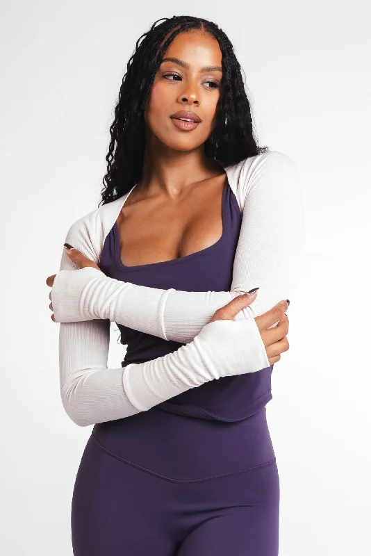 Upgrade Your Yoga Wardrobe For Less Vitality Easy Rib Shrug - Pearl