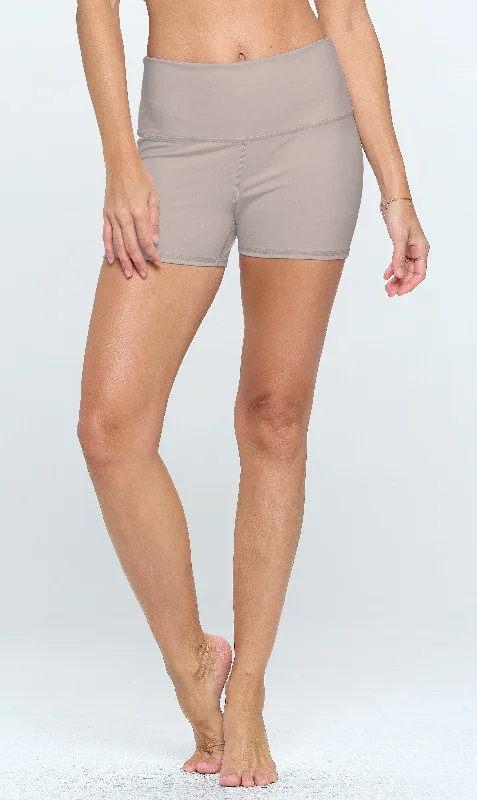 Move With Confidence In Discounted Yoga Outfits Emma - Dove - Booty Shorts 3" (High-Waist)