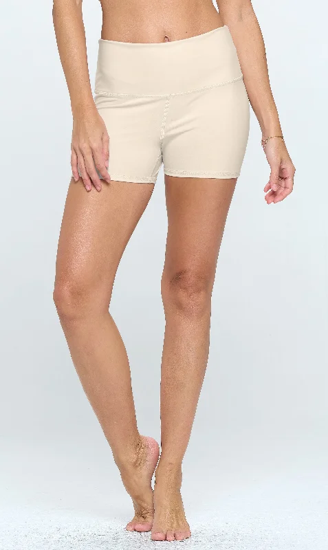 Limited-Time Sale On Stylish Yoga Apparel Emma - Snow White - Booty Shorts 3" (High-Waist)