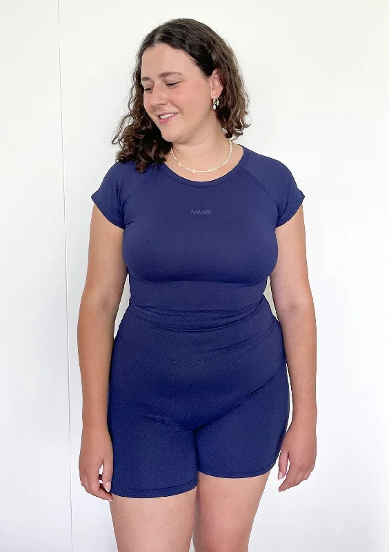 Soft, Stretchy, And Super Affordable Yoga Wear Essentials Crop T-Shirt - Navy