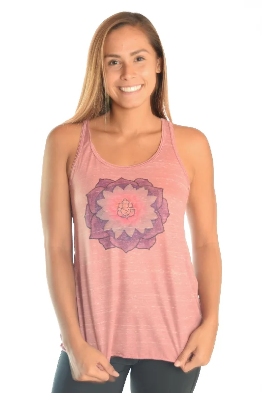 Limited-Time Sale On Stylish Yoga Apparel Flowy Racerback Tee With Crown Chakra