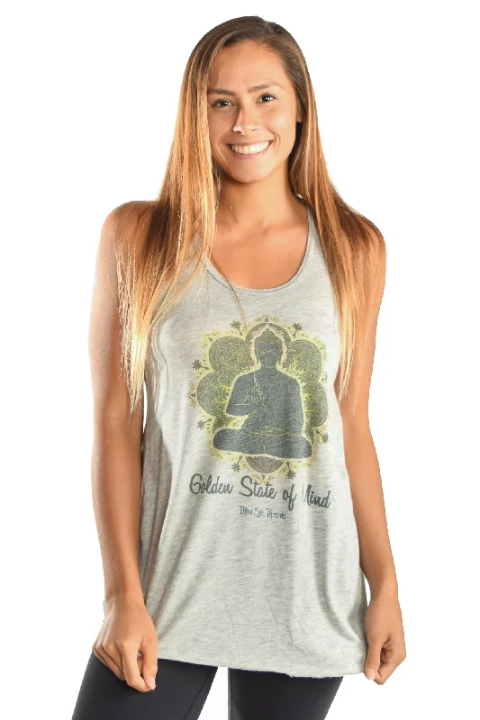 Lightweight, Breathable Yoga Wear At Special Prices Flowy Tank Golden State of Mind Buddha
