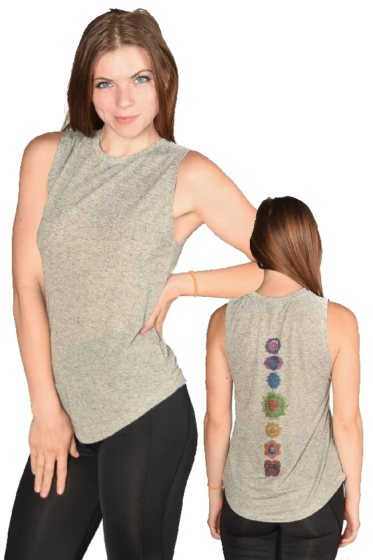 Yoga Wear At Unbeatable Prices Full Chakra Back with Enlarged Heart Chakra Boyfriend Tee