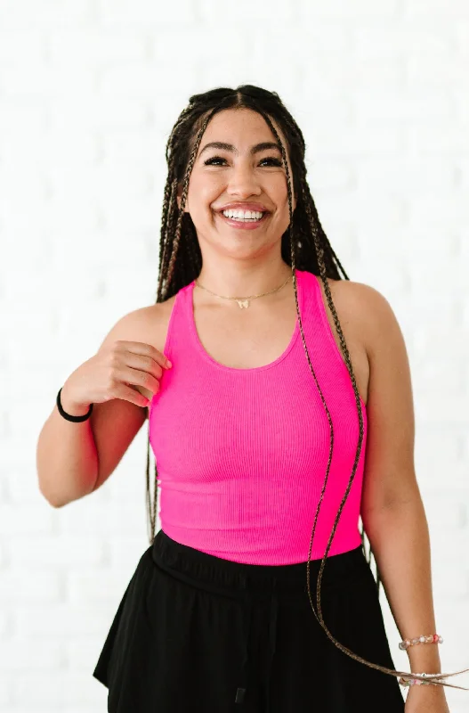 Flow Into Savings With Trendy Yoga Apparel Full Length Racerback - Neon Fuchsia
