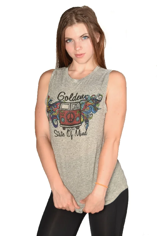 Stretch, Move, And Save On Yoga Clothing Golden State of Mind Hippie Bus On Boyfriend Tee