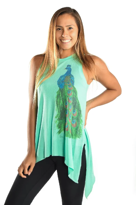 Breathe, Stretch, And Save On Yoga Apparel Peacock on Sharkbite Tunic Tee