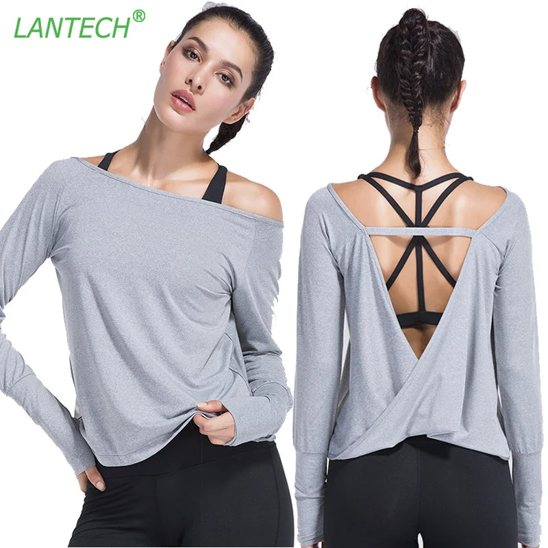 Yoga Wear At Unbeatable Prices LANTECH Women Yoga Shirt Sports Running Sportswear Training Backless Fitness Exercise Gym Shirt Clothes Long Sleeve Jerseys Yoga Wear At Unbeatable Prices LANTECH Women Yoga Shirt Sports Running Sportswear Training Backless Fitness Exercise Gym Shirt Clothes Long Sleeve Jerseys