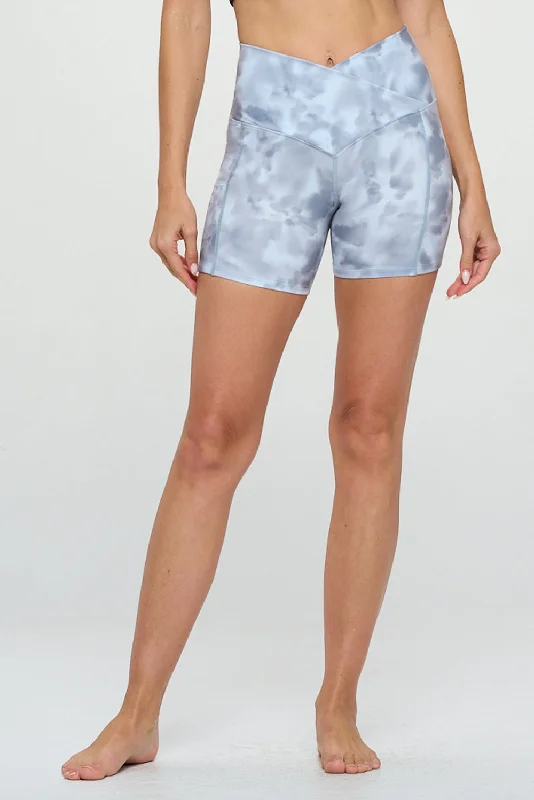 Comfortable, Stylish, And Now More Affordable Lilly - Gray Tie Dye - Cross Over Shorts w Pocket 5" (High-Waist) Comfortable, Stylish, And Now More Affordable Lilly - Gray Tie Dye - Cross Over Shorts w Pocket 5" (High-Waist)