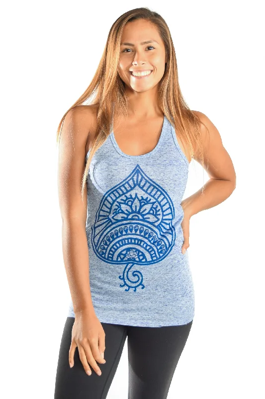 Breathable, Moisture-Wicking, And Budget-Friendly Linen Blueberry Racerback Tank with Blue Auspicious Spade