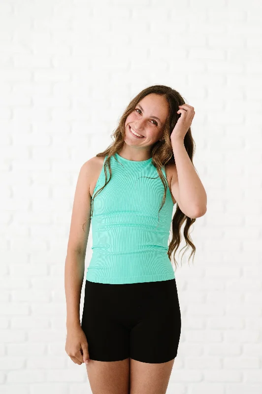 Look Good, Feel Good, And Save Big Long Ribbed High Neck - Aqua