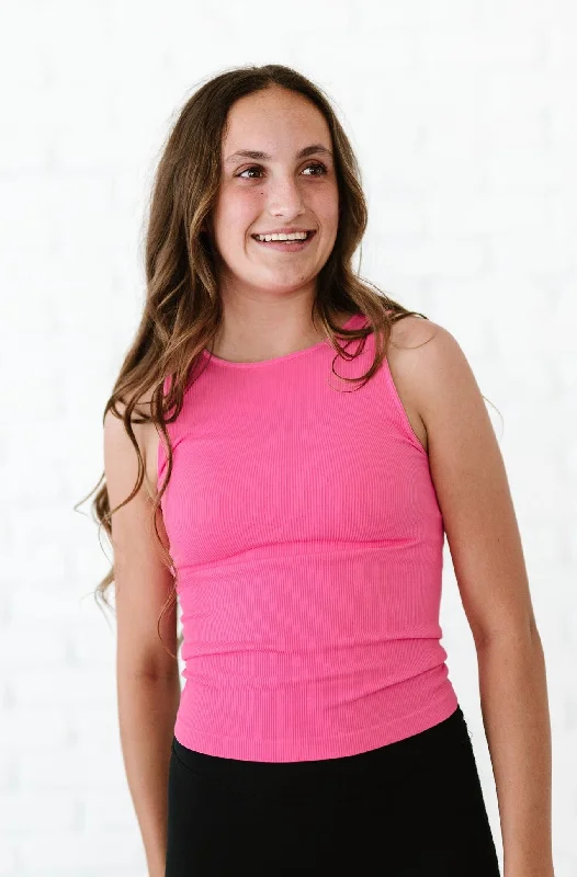 Stretch, Move, And Save On Yoga Clothing Long Ribbed High Neck - Barbie Pink