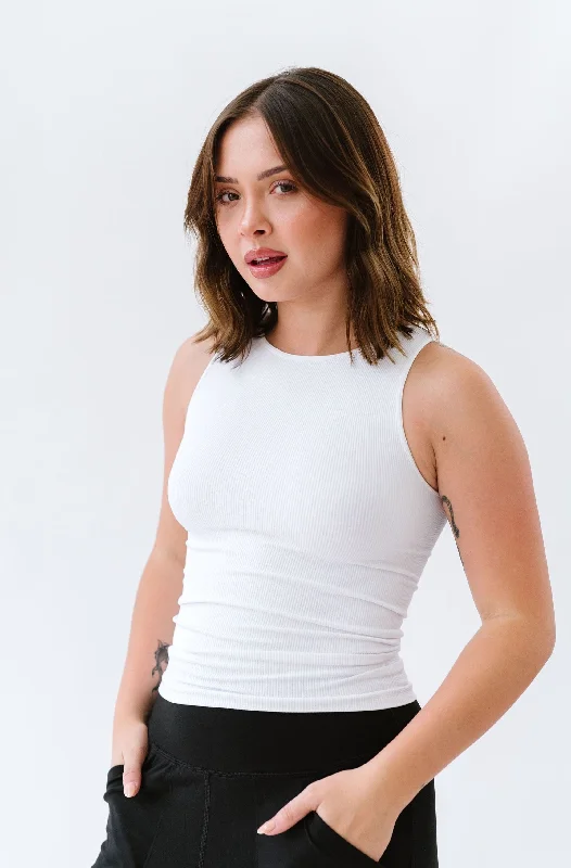 Ultimate Comfort And Style Now At Lower Prices Long Ribbed High Neck - White *RESTOCKED*