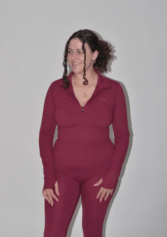 Soft, Supportive Yoga Wear At Unbeatable Savings Long Sleeve Half Zipper - Burgundy Red Soft, Supportive Yoga Wear At Unbeatable Savings Long Sleeve Half Zipper - Burgundy Red