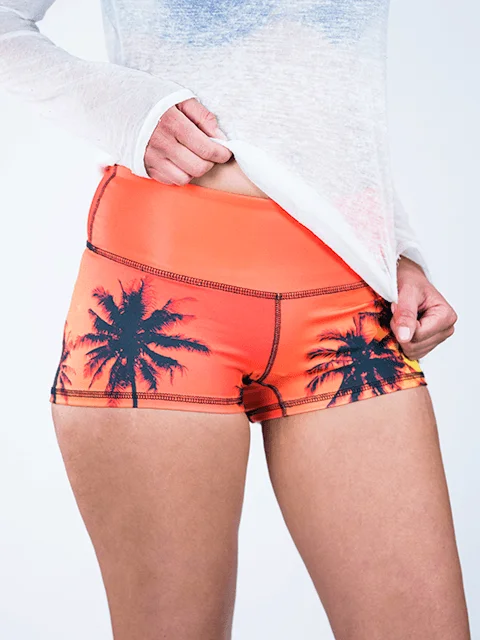 Sweat In Style With Yoga Clothing Discounts Palm Tree Sunset Yoga Shorts