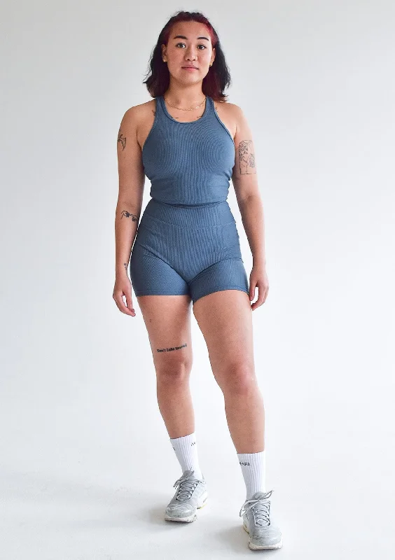 Lightweight, Breathable Yoga Wear At Special Prices Ribbed Shorts - Steel Blue