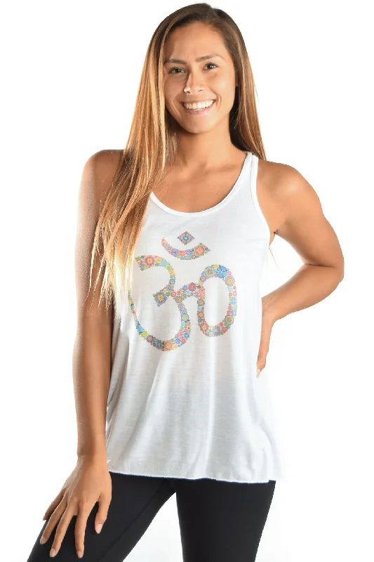 Shop High-Quality Yoga Apparel At Exclusive Discounts Flowy Tank with Vintage 70's Flower Om Shop High-Quality Yoga Apparel At Exclusive Discounts Flowy Tank with Vintage 70's Flower Om
