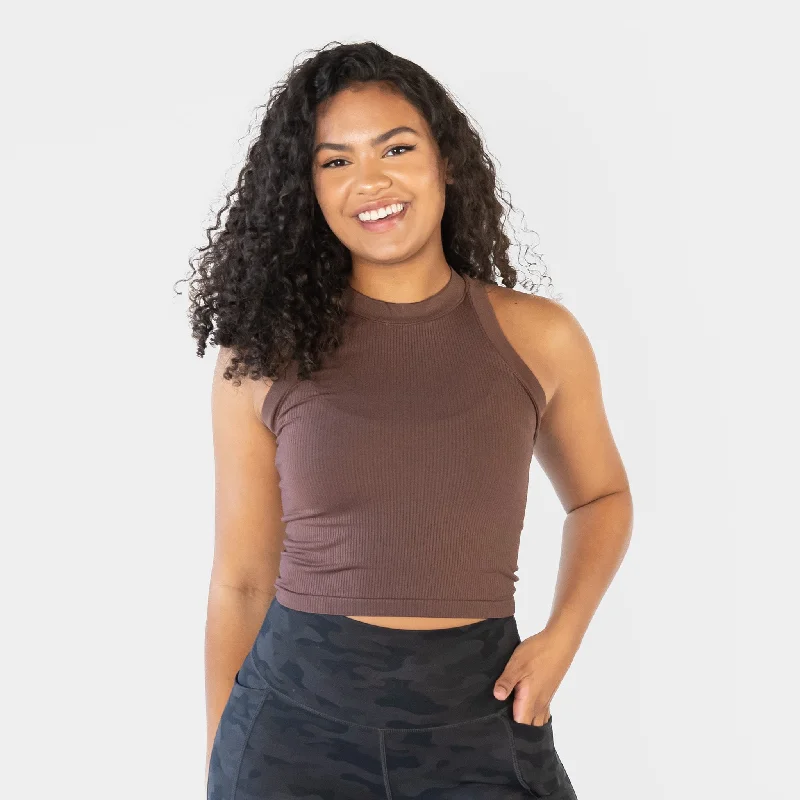 Breathe Easy In Comfortable Yoga Outfits Bella Ribbed Tank Short - Fossil