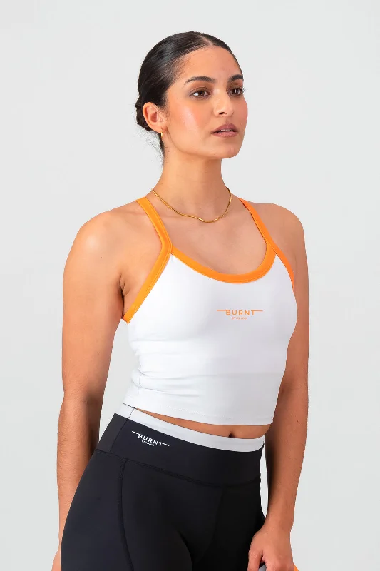 Breathable, Moisture-Wicking, And Budget-Friendly Supportive Tank - White & Orange