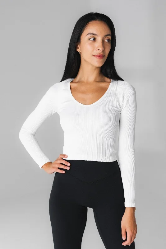 Breathe, Stretch, And Save On Yoga Apparel Vitality Synergy® V Long Sleeve - Snow