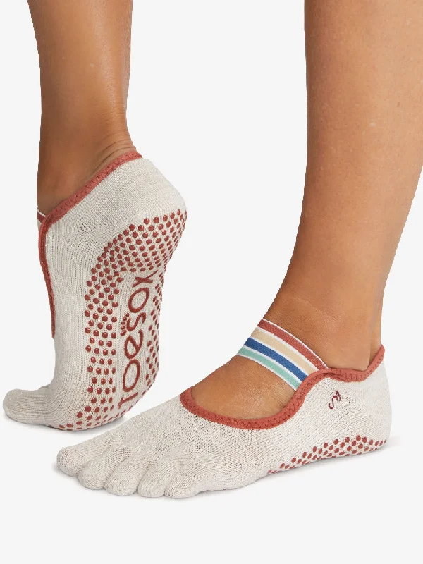 Stretch Your Budget With Our Yoga Sale ToeSox Full Toe Mia Grip Socks - Vintage Rainbow Stretch Your Budget With Our Yoga Sale ToeSox Full Toe Mia Grip Socks - Vintage Rainbow